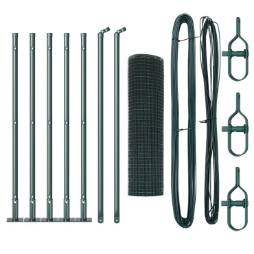 vidaXL Φράχτης Welded Wire  με 7 Αντεστραμμένους Στυλοί Πράσινος 0.6x10 μ Χάλυβας