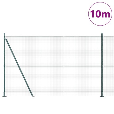 vidaXL Φράχτης  με 7 Στυλοί Φλάντζας Πράσινος 1.6x10 μ Χάλυβας