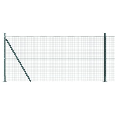 vidaXL Σετ Πόλων Φράχτη Σετ των 2 Πράσινο Ατσάλι, PVC 25x1 μ