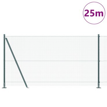 vidaXL Σιδερένιος Φράκτης με 13 Στυλό Πράσινο 1.2x25 μ. Χάλυβας