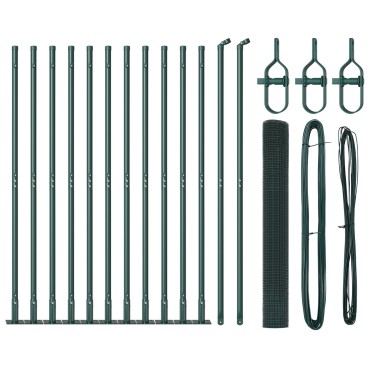 vidaXL Φράχτης Welded Wire  με 13 φλαγκάτες πόστα Πράσινος 1.2x25 μ Ατσάλι
