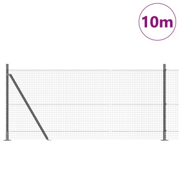 vidaXL Σετ Πόλων Περίφραξης Σετ 2 Γκρι Μέταλλο 10x1 μ Ανθεκτικό