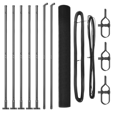 vidaXL Φράκτης Welded Wire  με 7 Στήλες με Φλάντζες Γκρι 1.5x10 μ Σκυρόδεμα