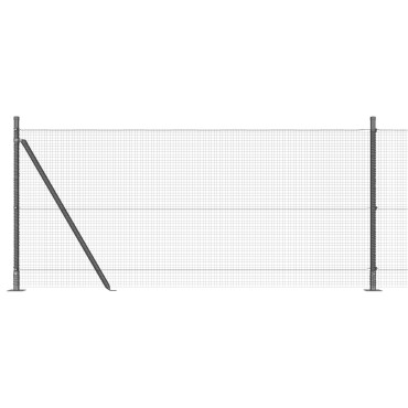 vidaXL σετ πόλων φράχτη  Σετ 2 Γκρι Μέταλλο και PVC 25x1 μ Ανθεκτικό