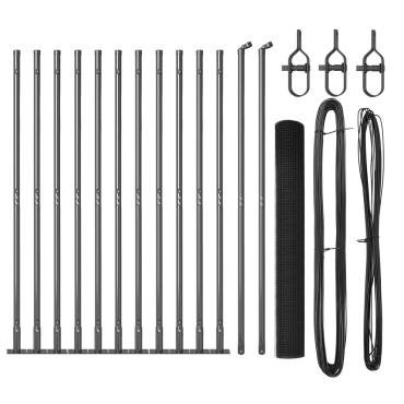 vidaXL Φράχτης  Welded Wire με 13 στυλώματα γκρι 1x25 μ χάλυβας