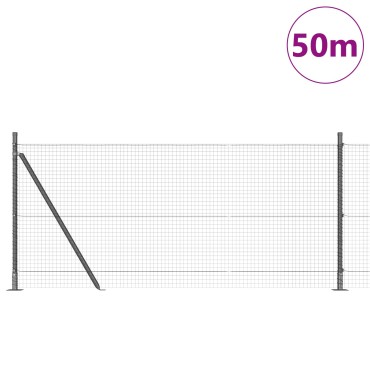 vidaXL Περίφραξη  με 13 φλαντζωτές κολώνες Γκρι 1x50 μ. Ατσάλι