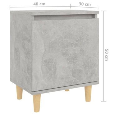 vidaXL Κομοδίνο Γκρι Σκυροδέματος 40x30x50cm Μασίφ Ξύλινα Πόδια 1 τεμ.