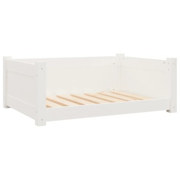 vidaXL Κρεβάτι Σκύλου άσπρο 75,5x55,5x28 εκ. από Μασίφ Ξύλο Πεύκου