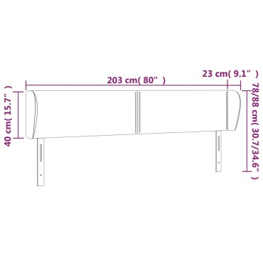 vidaXL Κεφαλάρι με Πτερύγια Γκρι 203x23x78/88cm Συνθετικό Δέρμα 1 τεμ.