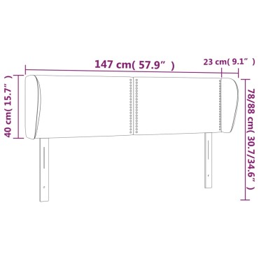 vidaXL Κεφαλάρι με Πτερύγια Γκρι 147x23x78/88cm Συνθετικό Δέρμα 1 τεμ.