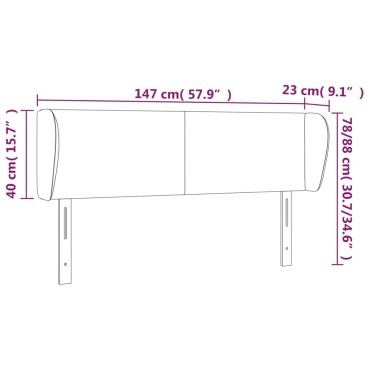 vidaXL Κεφαλάρι με Πτερύγια Γκρι 147x23x78/88cm Συνθετικό Δέρμα 1 τεμ.