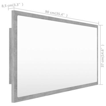 vidaXL Καθρέφτης Μπάνιου Γκρι Σκυροδέματος 90x8,5x37cm Ακρυλικός 1 τεμ.