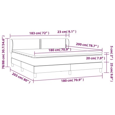 vidaXL Κρεβάτι Boxspring με Στρώμα Γκρι 180x200 εκ. Συνθετικό Δέρμα