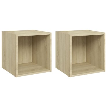 vidaXL Έπιπλα Τηλεόρασης 2 τεμ. Sonoma Δρυς 37x35x37cm Επεξ. Ξύλο