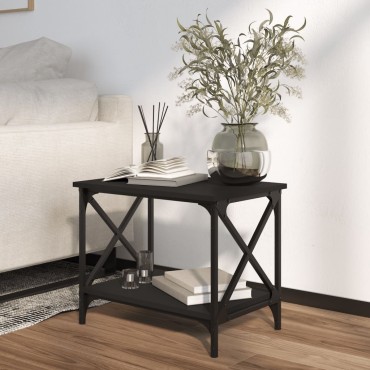 vidaXL Βοηθητικό Τραπέζι Μαύρο 55x38x45cm από Επεξεργασμένο Ξύλο