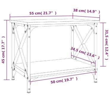 vidaXL Βοηθητικό Τραπέζι Μαύρο 55x38x45cm από Επεξεργασμένο Ξύλο