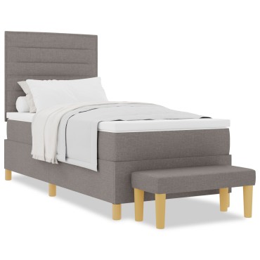 vidaXL Box Spring Κρεβάτι με Στρώμα & Πάγκο Καρύδι 80x200 εκ Ύφασμα