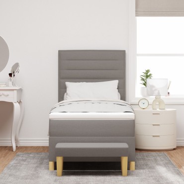 vidaXL Box Spring Κρεβάτι με Στρώμα & Πάγκο Καρύδι 80x200 εκ Ύφασμα