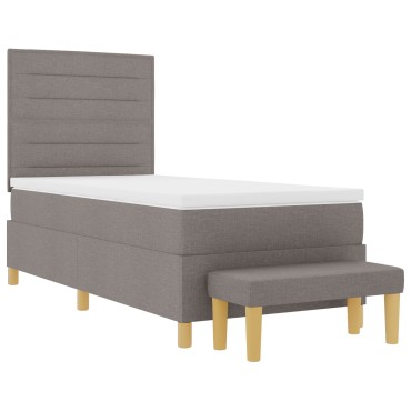 vidaXL Box Spring Κρεβάτι με Στρώμα & Πάγκο Καρύδι 80x200 εκ Ύφασμα