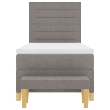 vidaXL Box Spring Κρεβάτι με Στρώμα & Πάγκο Καρύδι 80x200 εκ Ύφασμα