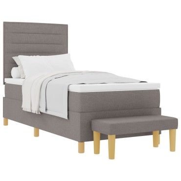 vidaXL Box Spring Κρεβάτι με Στρώμα & Πάγκο Ταύρου 90x190 εκ. Ύφασμα