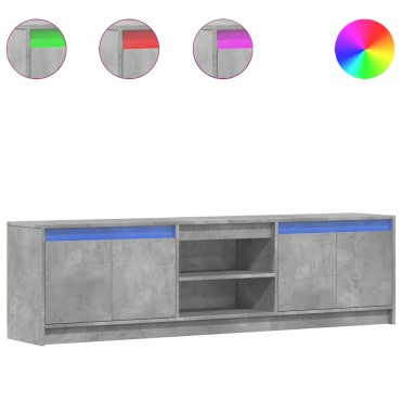 vidaXL Έπιπλο Τηλεόρασης με LED Γκρι Σκυρ. 180x34x50cm Επεξ. Ξύλο