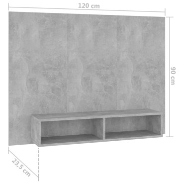 vidaXL Έπιπλο Τηλεόρασης Τοίχου Γκρι Σκυρ. 120x23,5x90cm Μοριοσανίδα