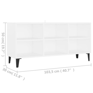 vidaXL Έπιπλο Τηλεόρασης Καπνιστή Λευκό 103,5x30x50cm Μεταλλικά Πόδια