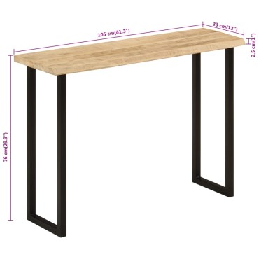 vidaXL Τραπέζι Κονσόλα με Live Edge 105x33x76cm Μασίφ Ξύλο Μάνγκο