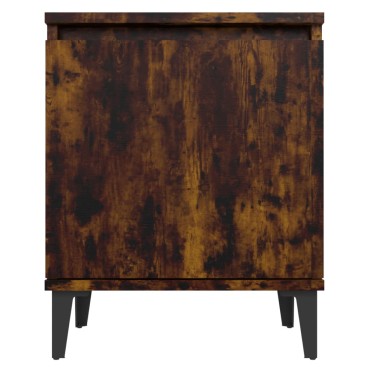 vidaXL Κομοδίνα Καπνιστή Δρυς 40x30x50cm με Μεταλλικά Πόδια 1 τεμ.