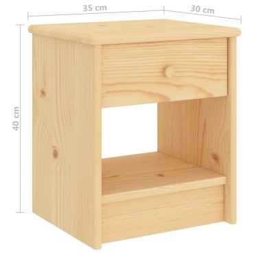 vidaXL Κομοδίνο Ανοιχτό Ξύλο 35x30x47cm από Μασίφ Ξύλο Πεύκου 1 τεμ.