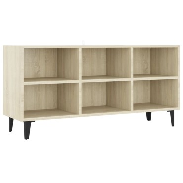vidaXL Έπιπλο Τηλεόρασης Καπνιστή Δρυς 103,5x30x50cm Μεταλλικά Πόδια