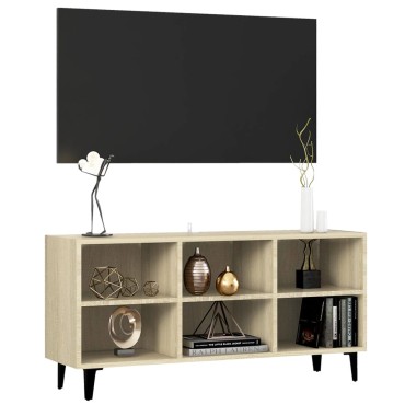 vidaXL Έπιπλο Τηλεόρασης Καπνιστή Δρυς 103,5x30x50cm Μεταλλικά Πόδια