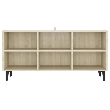vidaXL Έπιπλο Τηλεόρασης Καπνιστή Δρυς 103,5x30x50cm Μεταλλικά Πόδια