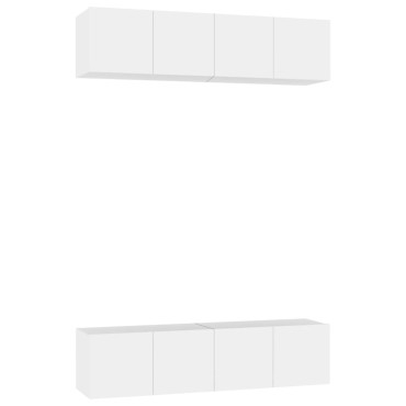 vidaXL Έπιπλα Τηλεόρασης 4 τεμ. Λευκά 60x30x30cm από Επεξ. Ξύλο