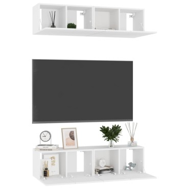 vidaXL Έπιπλα Τηλεόρασης 4 τεμ. Λευκά 60x30x30cm από Επεξ. Ξύλο