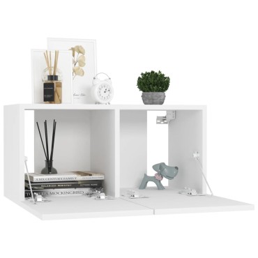 vidaXL Έπιπλα Τηλεόρασης 4 τεμ. Λευκά 60x30x30cm από Επεξ. Ξύλο
