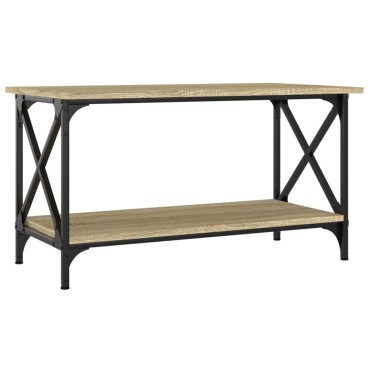 vidaXL Τραπεζάκι Σαλονιού Sonoma Δρυς 80x45x45cm Επεξ. Ξύλο + Σίδηρος 1 τεμ.