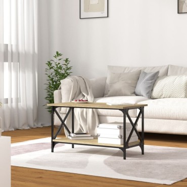 vidaXL Τραπεζάκι Σαλονιού Sonoma Δρυς 80x45x45cm Επεξ. Ξύλο + Σίδηρος 1 τεμ.