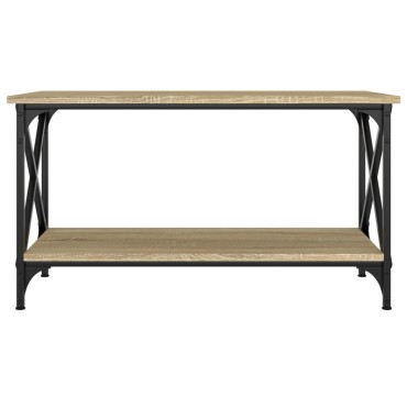 vidaXL Τραπεζάκι Σαλονιού Sonoma Δρυς 80x45x45cm Επεξ. Ξύλο + Σίδηρος 1 τεμ.