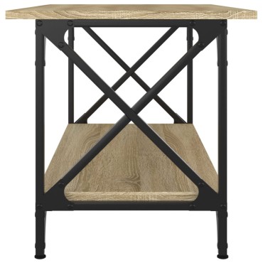 vidaXL Τραπεζάκι Σαλονιού Sonoma Δρυς 80x45x45cm Επεξ. Ξύλο + Σίδηρος 1 τεμ.