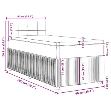 vidaXL Κρεβάτι Boxspring με Στρώμα Σκούρο Πράσινο 90x200 εκ. Βελούδινο