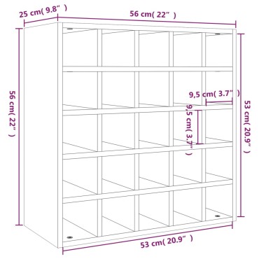 vidaXL Κάβα Κρασιών Λευκό 56x25x56cm από Μασίφ Ξύλο Πεύκου 1 τεμ.