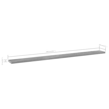 vidaXL Ράφια Βιβλιοθήκης 4 τεμ. Γκρι Σκυροδ. 100x10x1,5cm Επεξ. Ξύλο