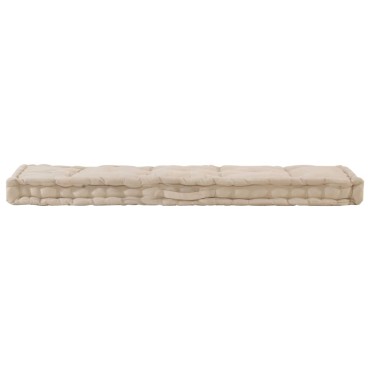 vidaXL Μαξιλάρα Δαπέδου / Παλέτας Μπεζ 120x40x7cm Βαμβακερή