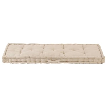 vidaXL Μαξιλάρα Δαπέδου / Παλέτας Μπεζ 120x40x7cm Βαμβακερή