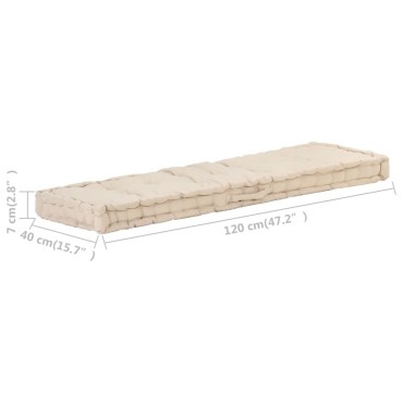 vidaXL Μαξιλάρα Δαπέδου / Παλέτας Μπεζ 120x40x7cm Βαμβακερή