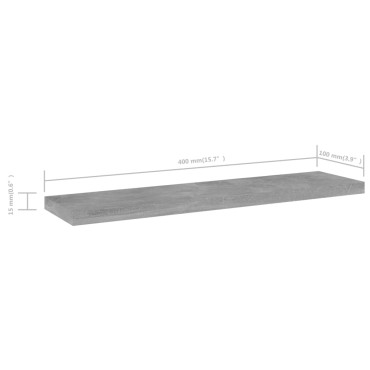 vidaXL Ράφια Βιβλιοθήκης 4 τεμ. Γκρι Σκυροδ. 40x10x1,5cm Επεξ.Ξύλο