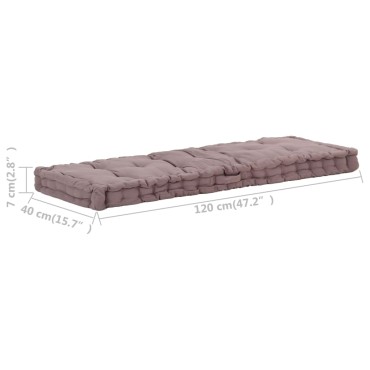 vidaXL Μαξιλάρα Δαπέδου / Παλέτας Taupe 120x40x7cm Βαμβακερή