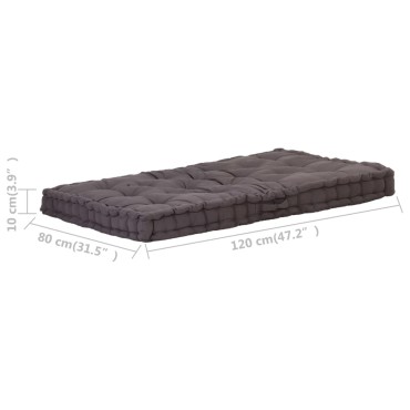vidaXL Μαξιλάρα Δαπέδου / Παλέτας Ανθρακί 120x80x10cm Βαμβακερή